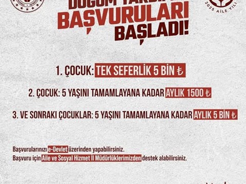 📣 Doğum Yardım Başvuruları Başladı.