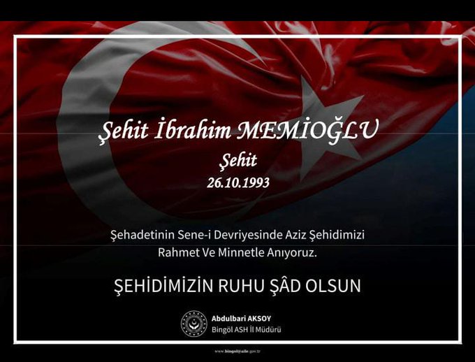 Şahedetinin sene-i devriyesinde şehidimize rahmet diliyoruz. Mekanı cennet makamı Âli olsun.  