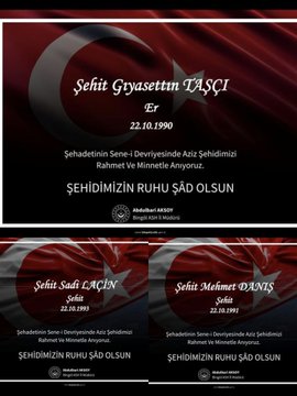 Sene_i devriyelerinde şehitlerimizi rahmet ve minnet ile yad ediyoruz. Ruhları şad mekanları cennet olsun.     Sene_i devriyelerinde şehitlerimizi rahmet ve minnet ile yad ediyoruz. Ruhları şad mekanları cennet olsun.     
