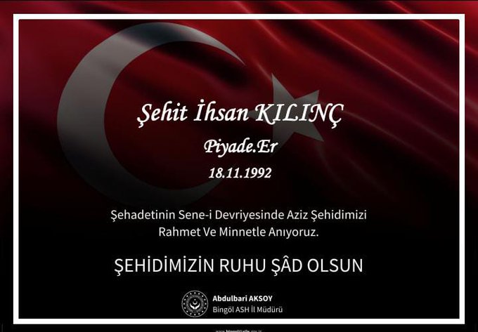 Şahedetinin sene-i devriyesinde şehidimize rahmet diliyoruz. Mekanı cennet makamı Âli olsun.    