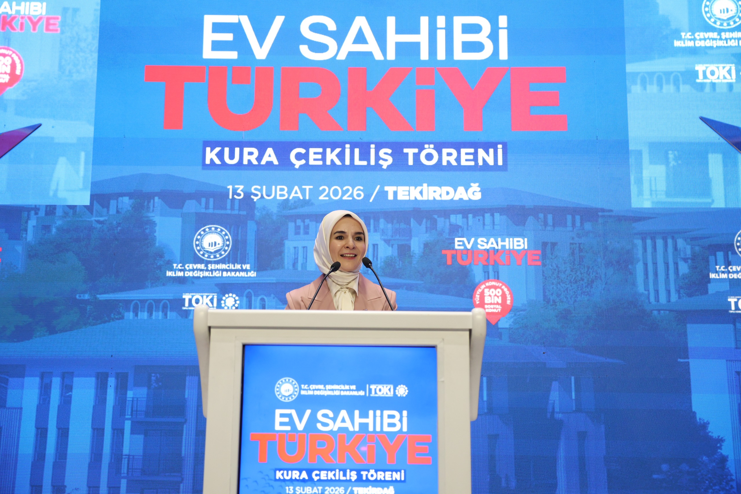 Aile ve Sosyal Hizmetler Bakanımız Göktaş, Tekirdağ'da sosyal konutların kura çekilişinde konuştu