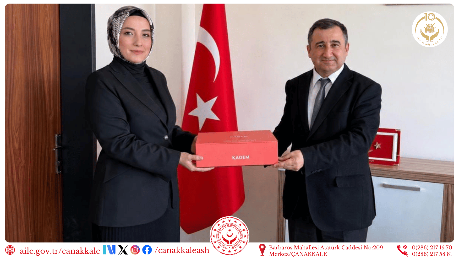 KADEM Çanakkale İl Temsilcisi Kübra ESİN’den İl Müdürümüz Ali ÖMÜT’e Ziyaret