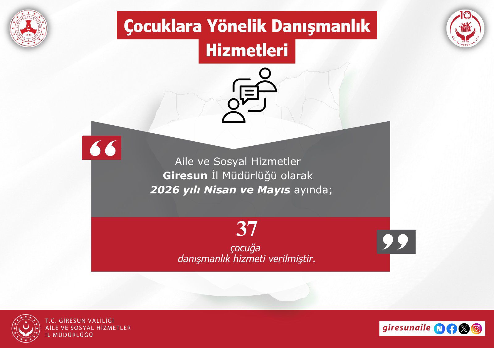 Nisan ve Mayıs Ayında Çocuklara Yönelik Danışmanlık Hizmetleri