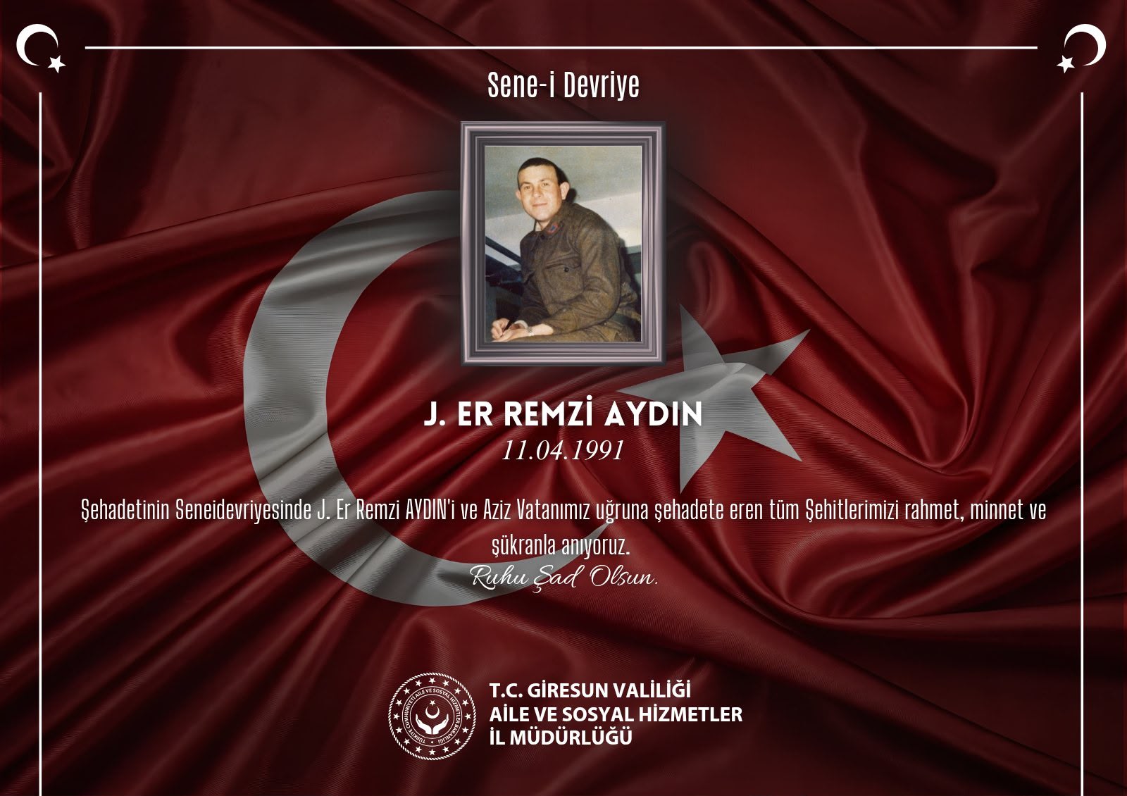 Kahraman Şehidimiz J. Er Remzi AYDIN’i Rahmet, Minnet ve Şükranla Anıyoruz