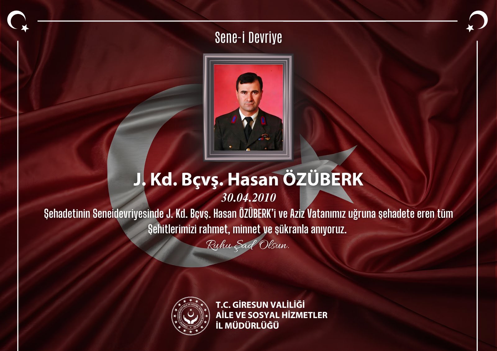 Kahraman Şehidimiz J. Kd. Bçvş. Hasan ÖZÜBERK’i Rahmet, Minnet ve Şükranla Anıyoruz