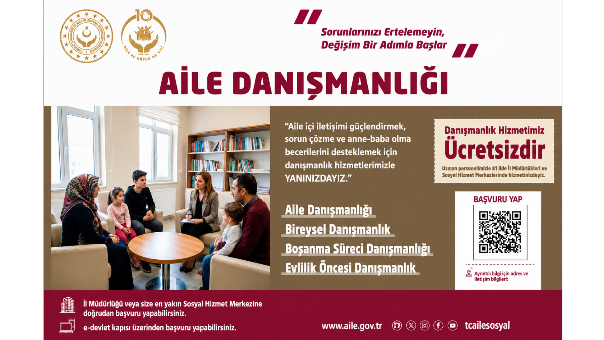 Aile Danışmanlığı Hizmetlerimizle Ailelerimizin Yanındayız
