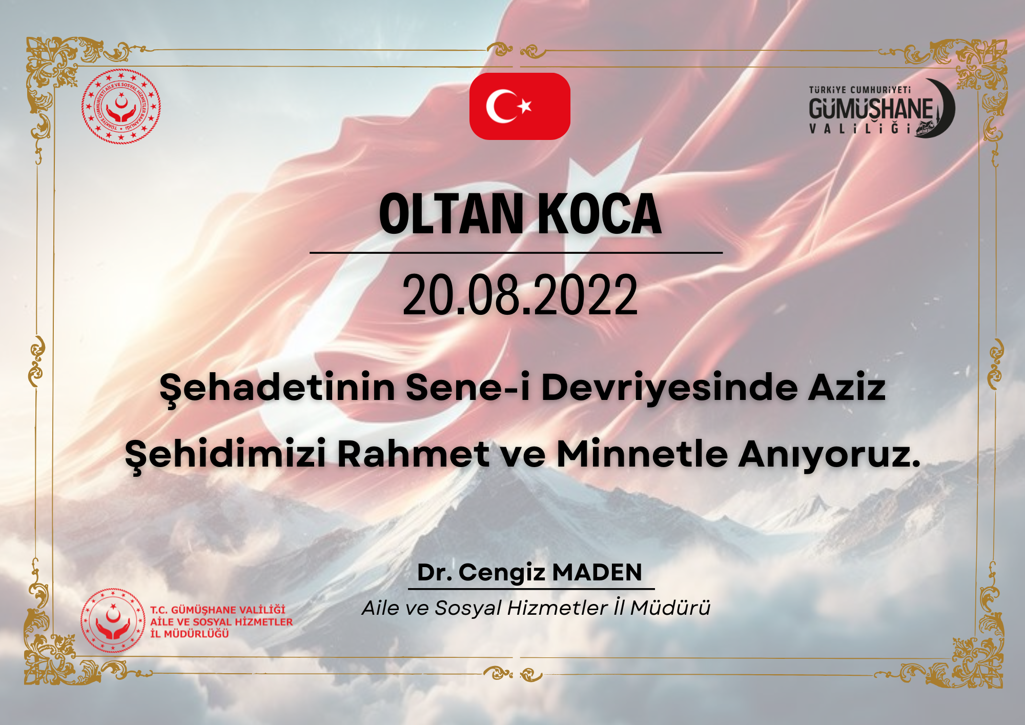 Şehadetinin Sene-i Devriyesinde Şehidimizi Rahmet ve Minnetle Anıyoruz