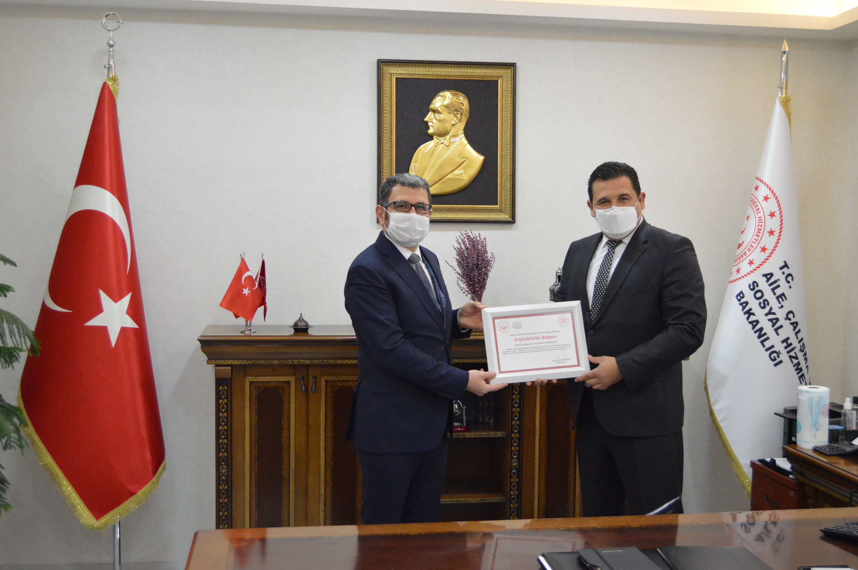 Konya Çalışma ve İş Kurumu İl Müdürlüğü hizmet binası Engelliler açısından erişilebilir bulunarak, "Erişilebilir Belgesi" aldı