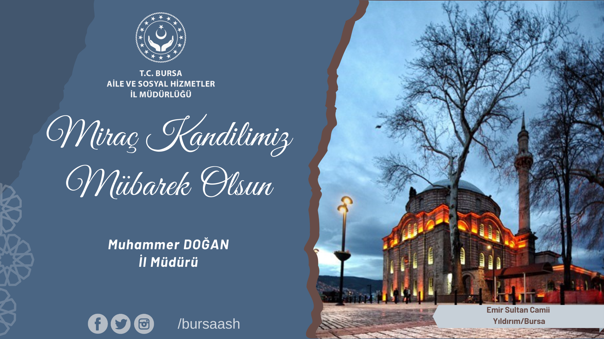 İl Müdürümüz Muhammer DOĞAN'ın Miraç Kandili Mesajı